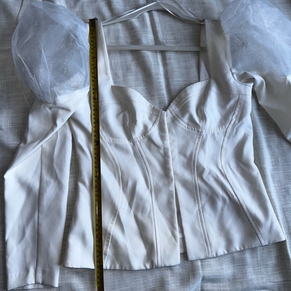 ASOS sheer puff sleeve corset hook and eye‎ clasps long sleeve top size 10 fairy - Picture 4 of 8